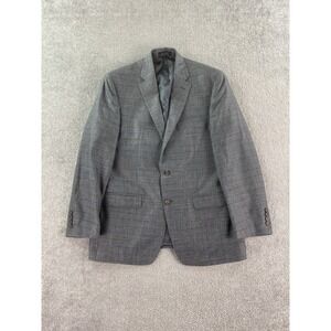 Ralph Lauren Suit Jacket 42 R Gray Wool Silk Linen Glen Plaid Premium LRL *